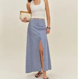 Reformation Andi Linen Maxi Skirt Blue - Size 4